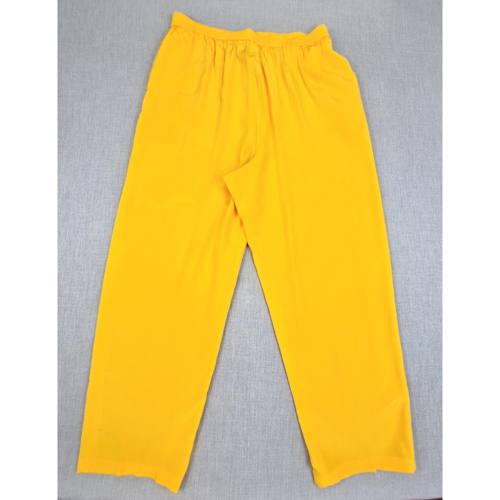 Diane Von Furstenberg Silk Assets Yellow High Waist Straight Leg Pants Large